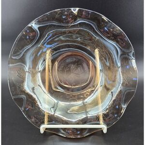 Vtg Jeannette Floragold Glass Bowl‎ 9.5" Peach Iridescent Marigold Carnival 1930